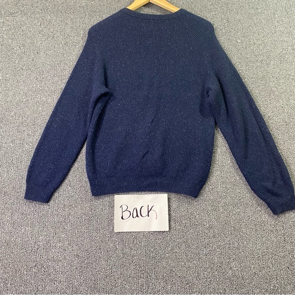 Autograph Navy Crewneck Sweater Pullover Knit Speckled Ribbed Minimalist Men's S - Picture 3 of 8